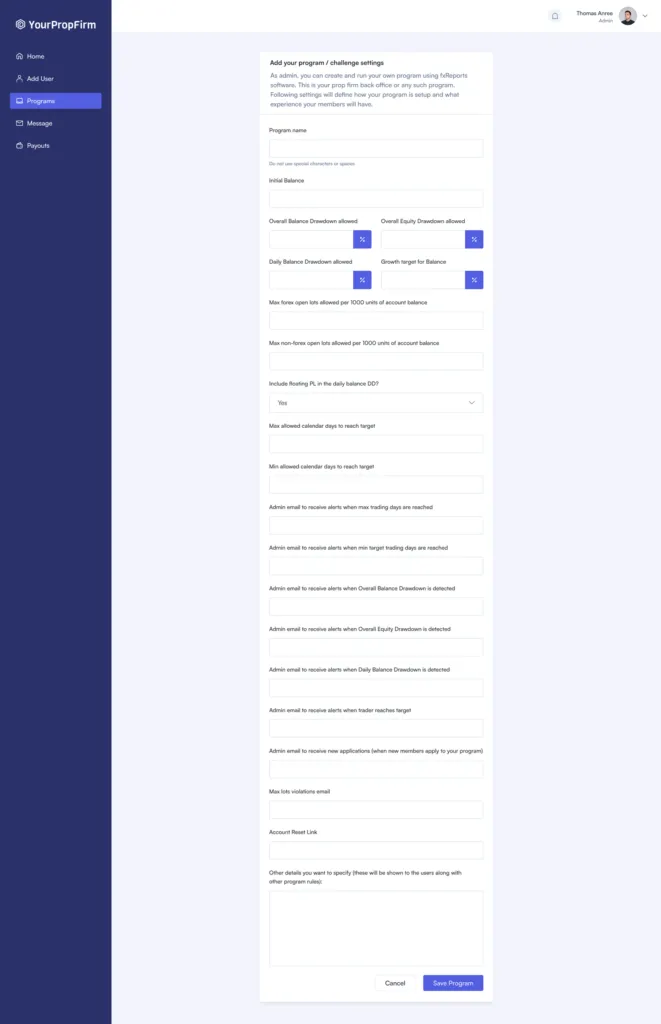 customizable prop firm dashboard