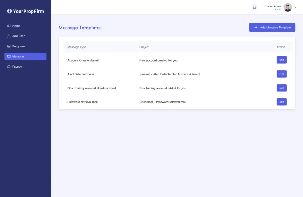 CRM Portal prop firm dashboard