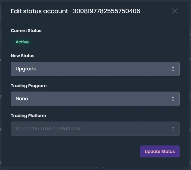 Update Active Account to Upgraded