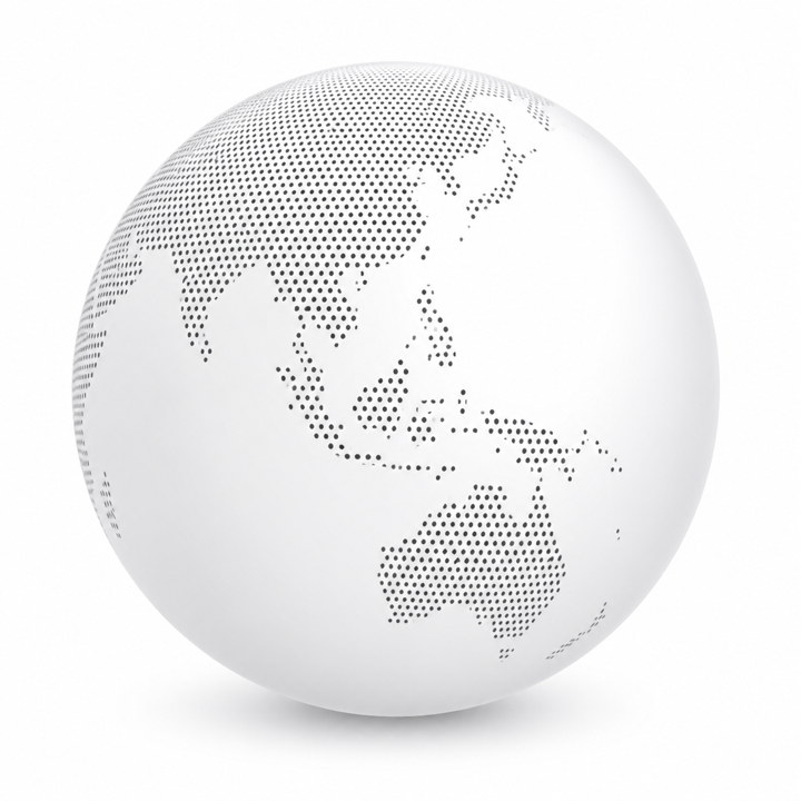 Dotted globe centered on Asia-Pacific