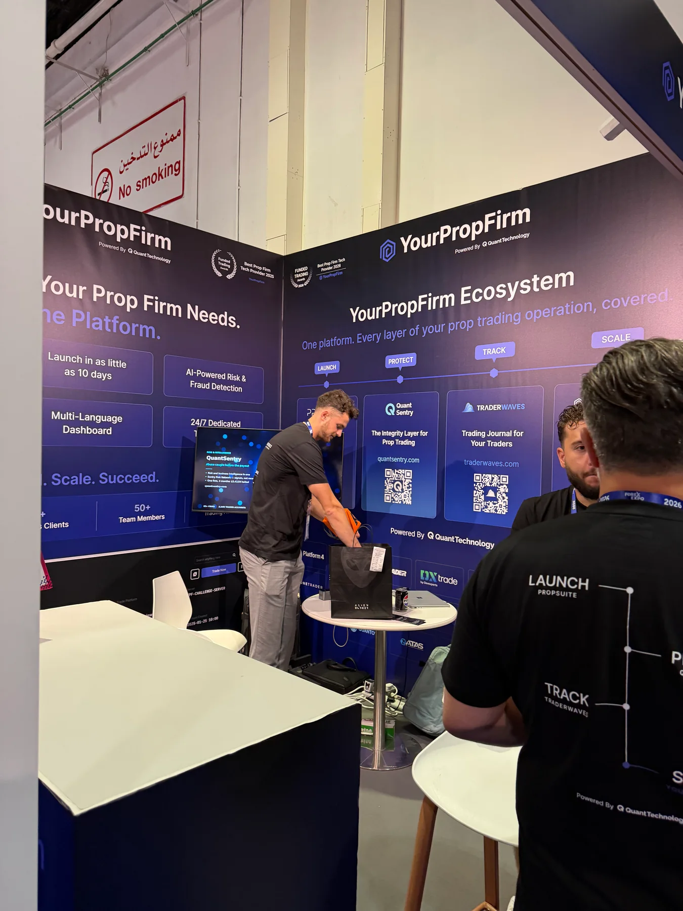 The YourPropFirm platform wall at Forex Expo Dubai 2026