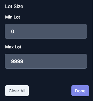 Lot Size Filter in Positions Overview